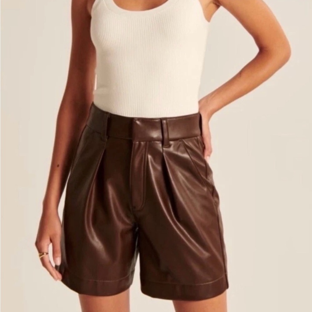 Abercrombie & Fitch Dark Brown High Waist Vegan Leather Shorts: XS Dark Brown